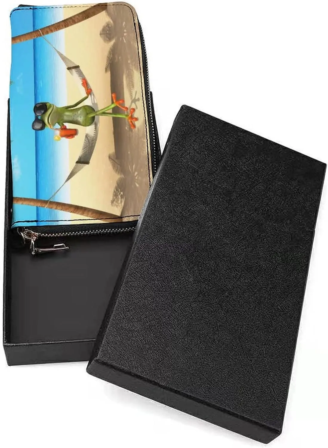 Donnapink Long Clutch Wallet, Long Handbag with Wristlet Strap, PU Leather Zip Purse