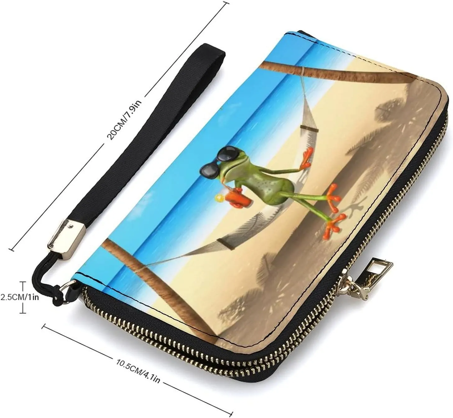 Donnapink Long Clutch Wallet, Long Handbag with Wristlet Strap, PU Leather Zip Purse