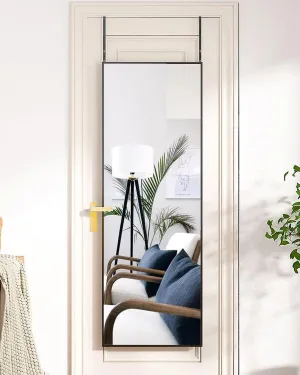 Door Mirror, Full Length Mirror Over The Door, 14'' x 48'' Hanging Mirror, Rectangular Wall Mirror, Wall-Mounted/Hanging/Leaning, Home Decor, Black
