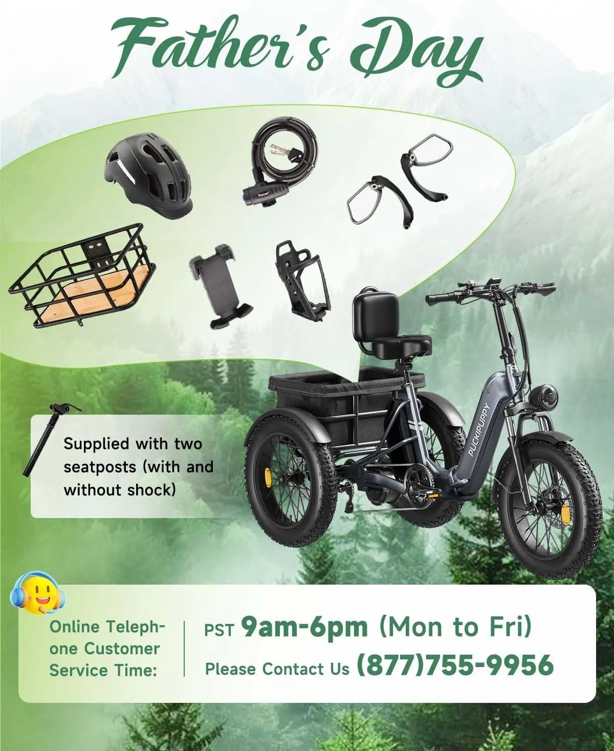 Dual Battery Electric Tricycle with 110-Mile High Range, 750w Motor Pickup Class Trike, 500lb Load Capacity, 20'' Fat Tires and Large Basket for City and Mountain Trails, Husky Plus (Red)
