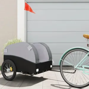 Durable Bike Trailer for Heavy Goods Transport, 99.2 lb Capacity, Sturdy Iron Frame, Black and Gray