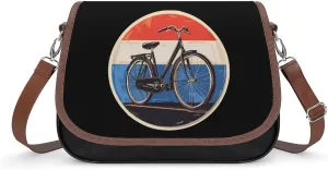 Dutch Bicycle Crossbody Bags for Women Leather Tote Bag Handbag Purse for Work Travel