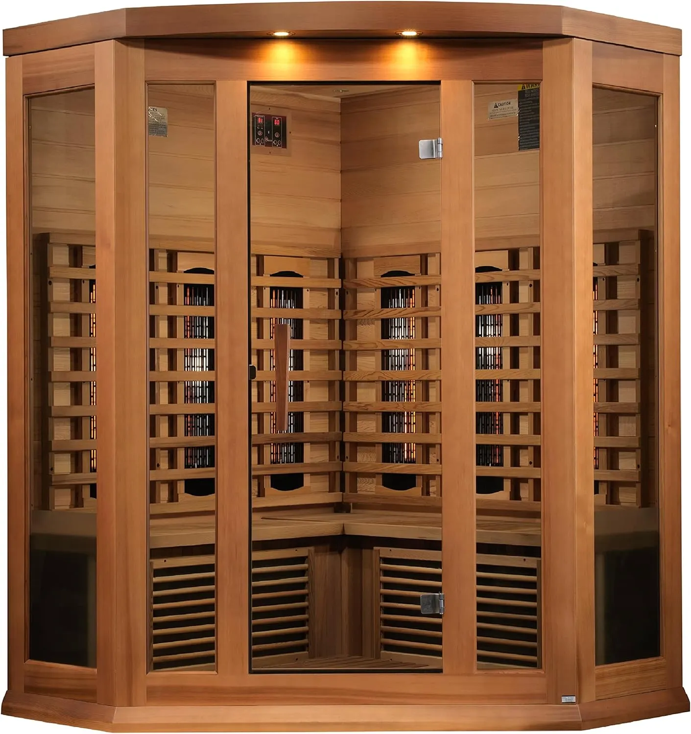 DYNAMIC SAUNAS Maxxus MX-M356-01 3-Person Corner Full Spectrum Near Zero EMF (Under 2MG) FAR Infrared Sauna (Canadian Clear Red Cedar) Curb Side Delivery