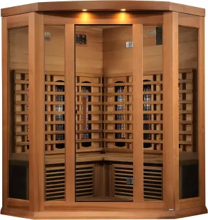DYNAMIC SAUNAS Maxxus MX-M356-01 3-Person Corner Full Spectrum Near Zero EMF (Under 2MG) FAR Infrared Sauna (Canadian Clear Red Cedar) Curb Side Delivery
