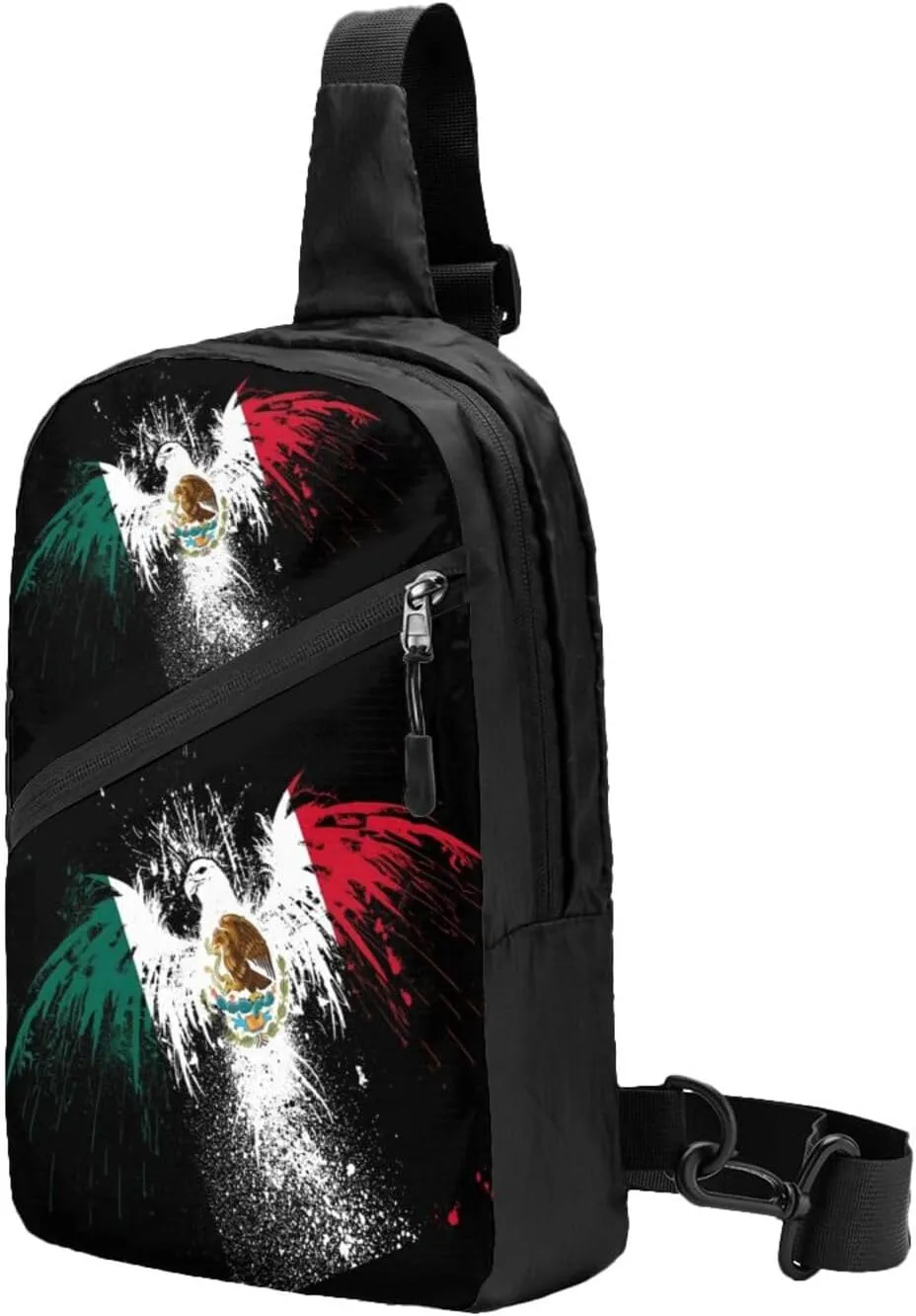 Eagle Insignia Mexican Flag Portable Crossbody Bag Foldable Sling Bags Sports Gym Chest Daypack Reusable Shoulder Backpack Casual Diagonally Rucksack Fanny Packs