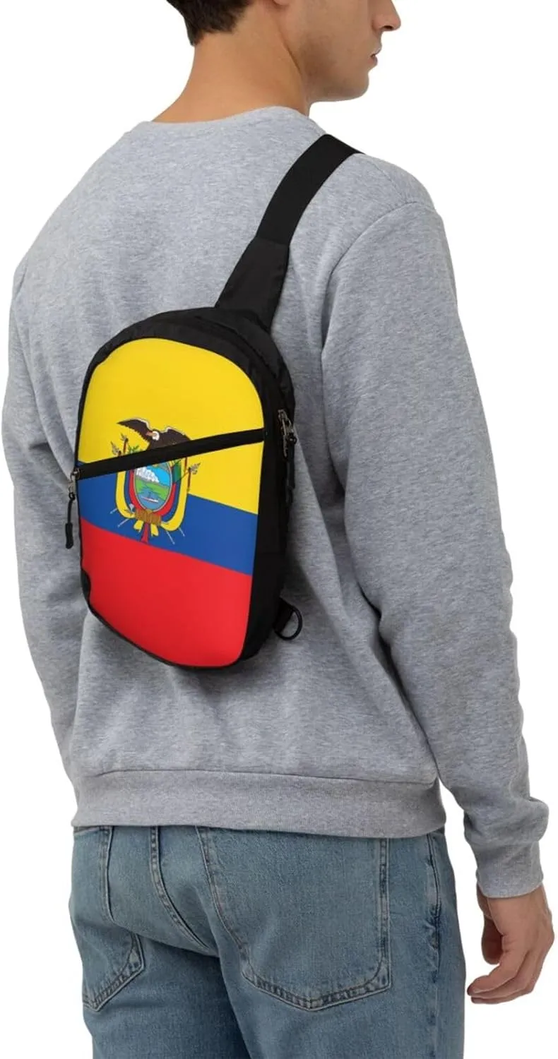 Ecuador Ecuadorian Flag Packable Crossbody Bag Portable Sling Bags Foldable Travel Daypack Reusable Sports Shoulder Backpack Diagonally Chest Bag for Workout