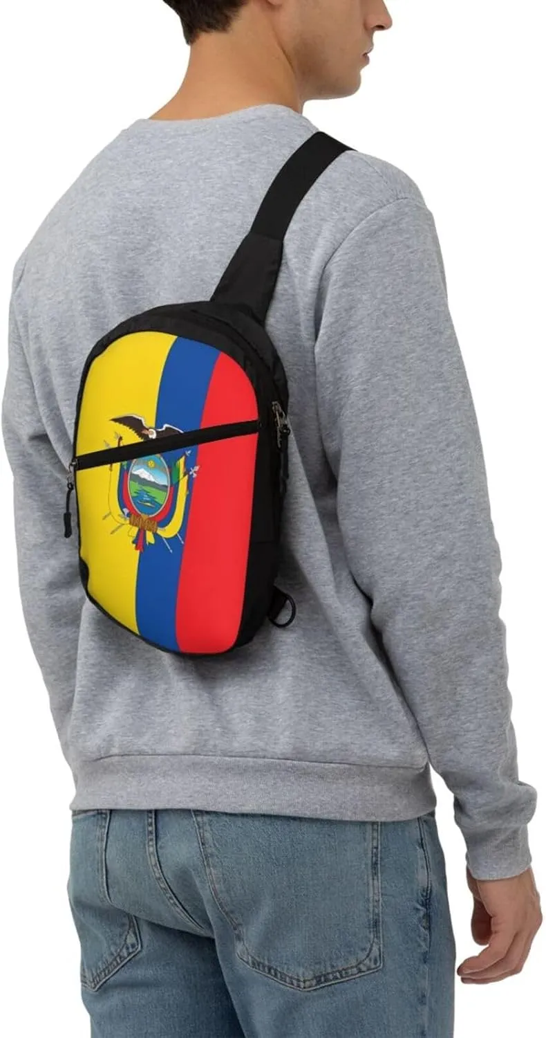 Ecuador Ecuadorian Flag Packable Crossbody Bag Portable Sling Bags Foldable Travel Daypack Reusable Sports Shoulder Backpack Diagonally Chest Bag for Workout