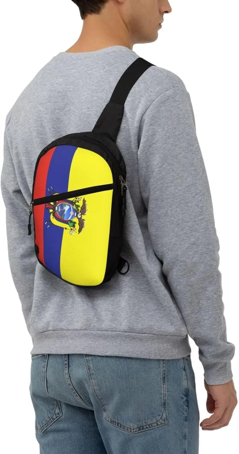 Ecuador Ecuadorian Flag Packable Crossbody Bag Portable Sling Bags Foldable Travel Daypack Reusable Sports Shoulder Backpack Diagonally Chest Bag for Workout
