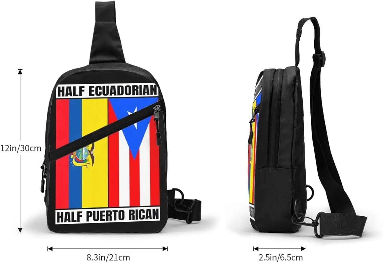 Ecuadorian Puerto Rican Ecuador Puerto Rico Flag Packable Crossbody Bag Portable Sling Bags Foldable Travel Daypack Reusable Sports Shoulder Backpack Diagonally Chest Bag for Workout