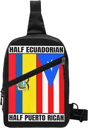 Ecuadorian Puerto Rican Ecuador Puerto Rico Flag Packable Crossbody Bag Portable Sling Bags Foldable Travel Daypack Reusable Sports Shoulder Backpack Diagonally Chest Bag for Workout