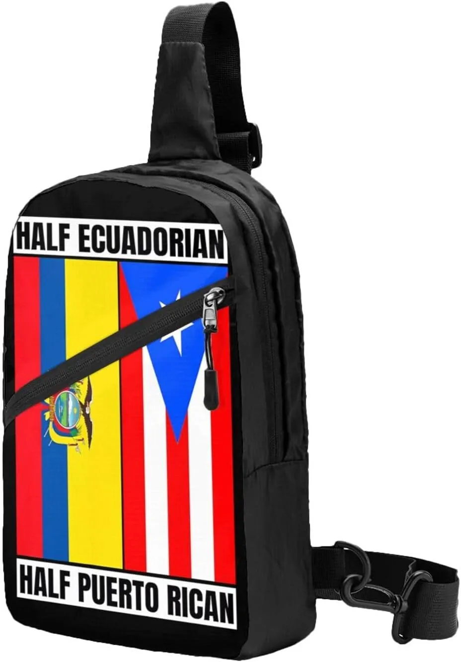 Ecuadorian Puerto Rican Ecuador Puerto Rico Flag Packable Crossbody Bag Portable Sling Bags Foldable Travel Daypack Reusable Sports Shoulder Backpack Diagonally Chest Bag for Workout