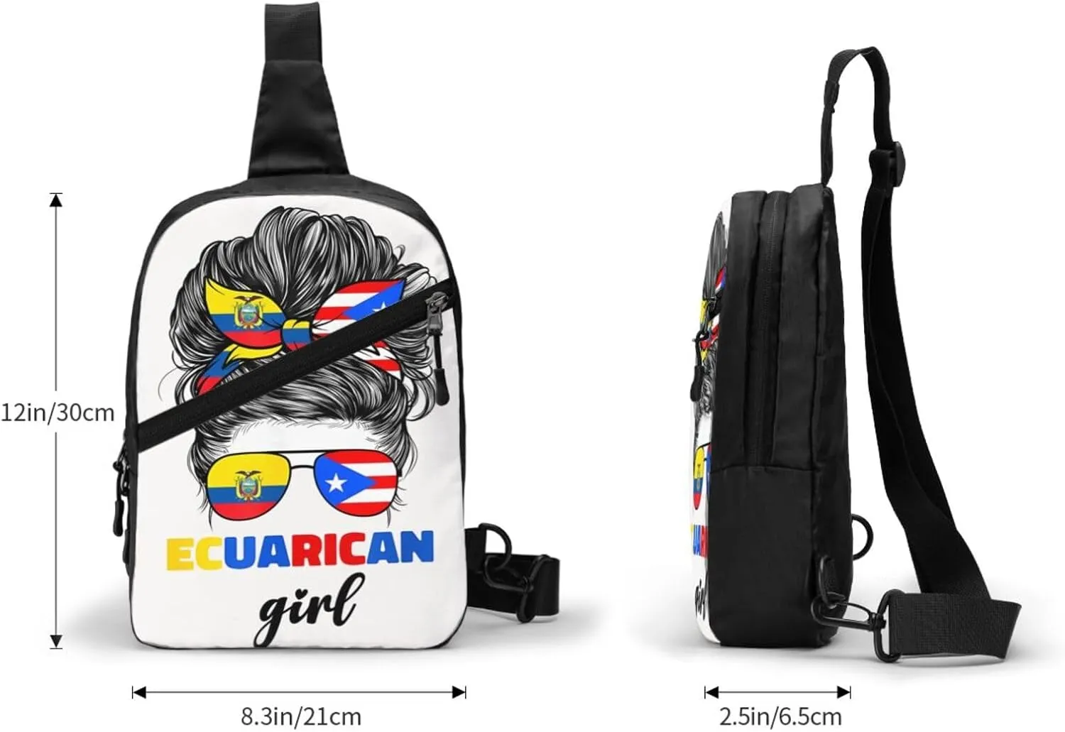 Ecuadorian Puerto Rican Rico Ecuador Flag Women Packable Crossbody Bag Portable Sling Bags Foldable Travel Daypack Reusable Sports Shoulder Backpack Diagonally Chest Bag for Workout
