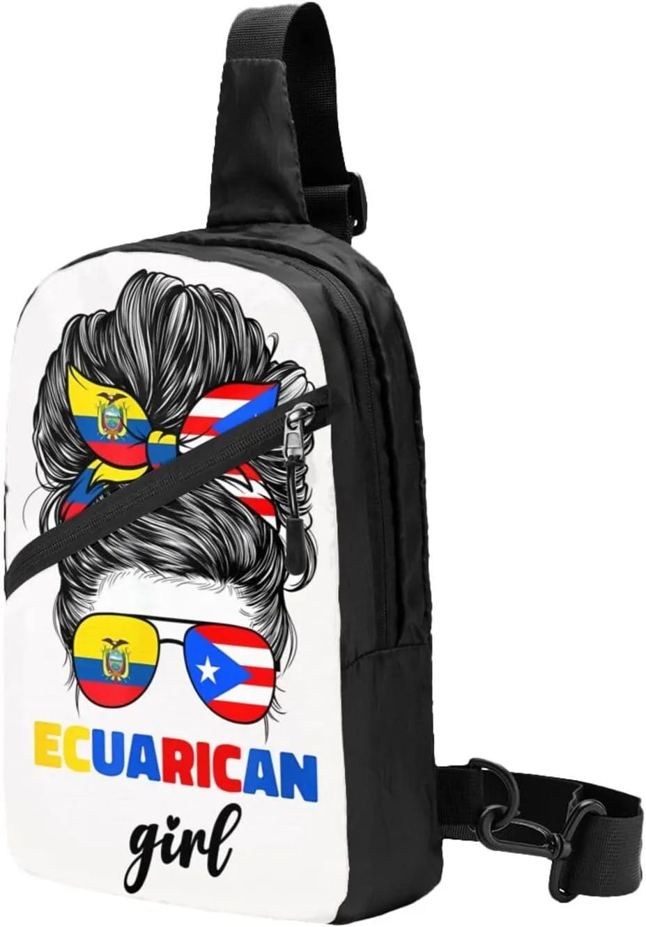 Ecuadorian Puerto Rican Rico Ecuador Flag Women Packable Crossbody Bag Portable Sling Bags Foldable Travel Daypack Reusable Sports Shoulder Backpack Diagonally Chest Bag for Workout