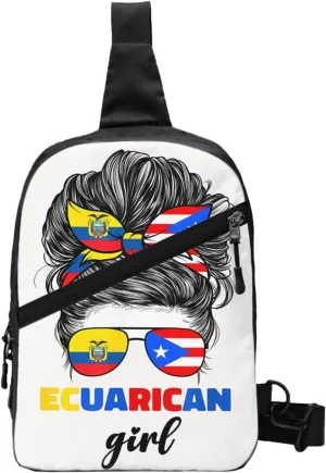 Ecuadorian Puerto Rican Rico Ecuador Flag Women Packable Crossbody Bag Portable Sling Bags Foldable Travel Daypack Reusable Sports Shoulder Backpack Diagonally Chest Bag for Workout