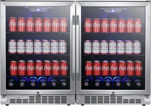 EdgeStar CBR1502SGDUAL 47 Inch Wide 284 Can Built-In Side-by-Side Beverage Cooler with LED Lighting