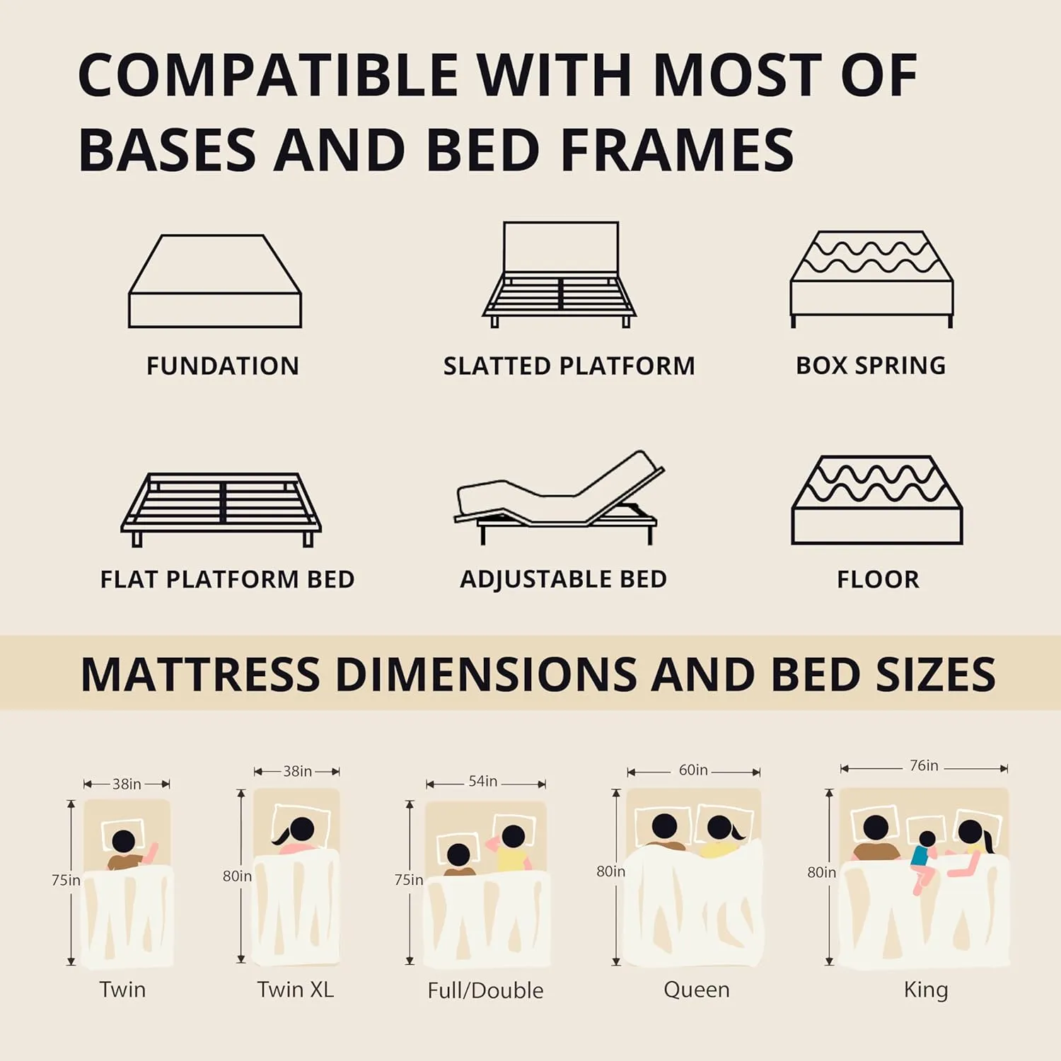 EGOHOME 14 Inch King Size Memory Foam Mattress for Back Pain, Cooling Copper Gel Bed in a Box, Foam Made in USA, CertiPUR-US Certified, Therapeutic Medium Firm, 76x80x14 Black