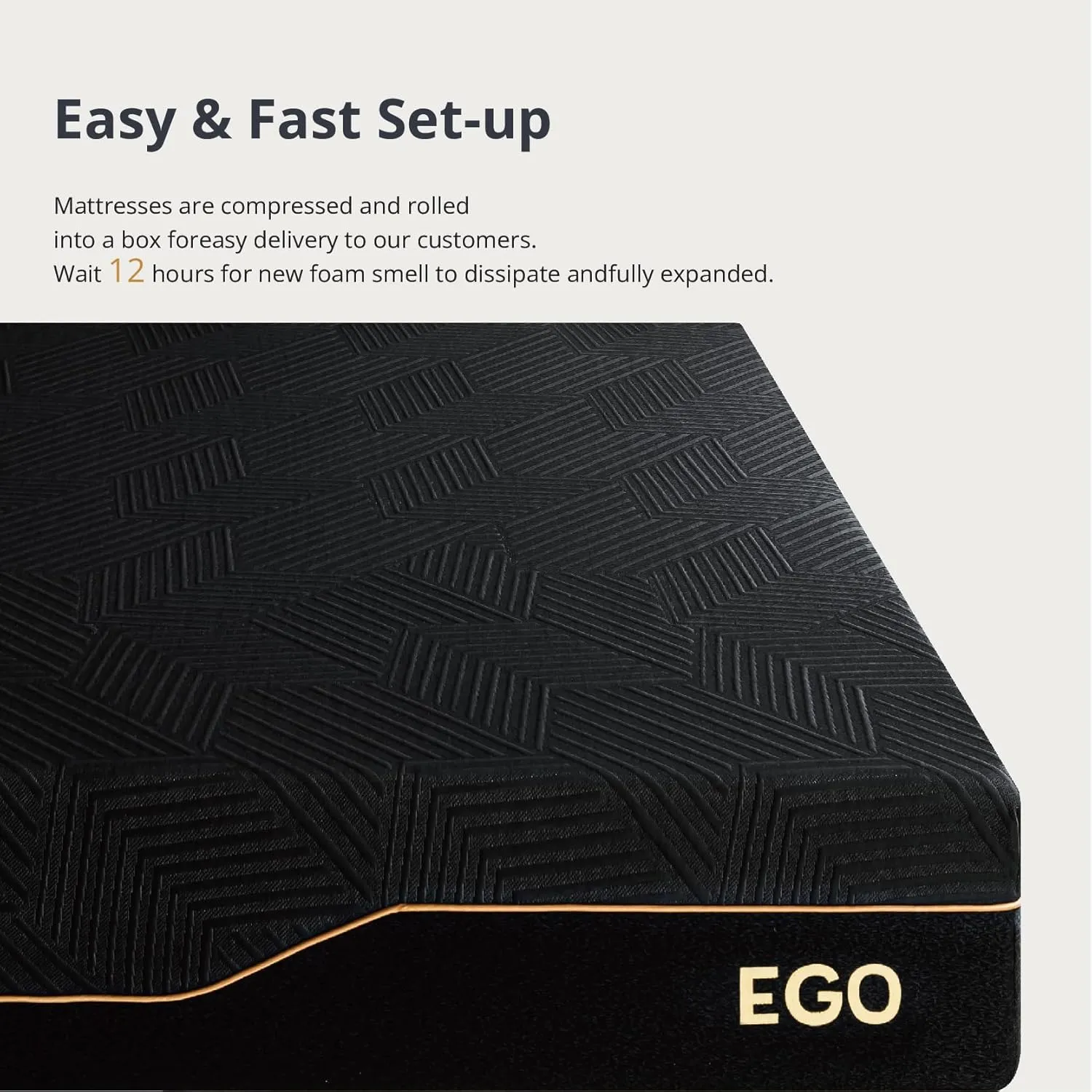 EGOHOME 14 Inch Queen Memory Foam Mattress for Back Pain, Cooling Copper Gel Bed in a Box, Foam Made in USA, CertiPUR-US Certified, Therapeutic Medium Firm, 60x80x14 Black