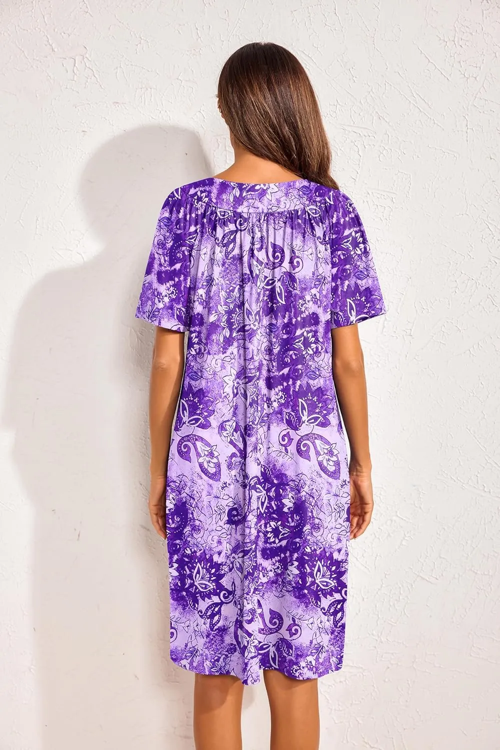 Ekouaer Womens House Dress Floral Print Nightgown with Pockets Mumu Dress