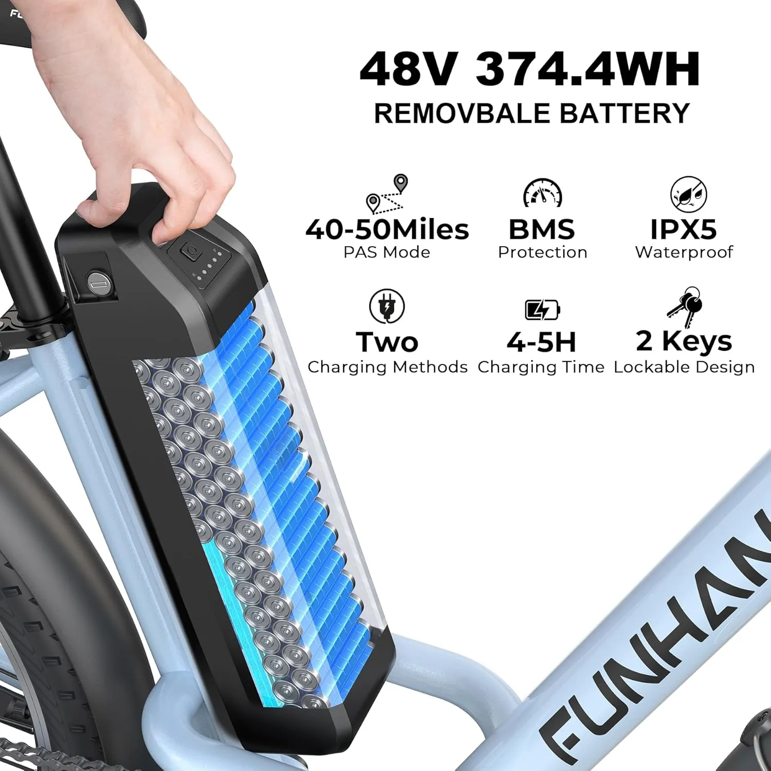 Electric Bike for Adults, 26" 1000W Peak City Cruiser Ebike, 21.7MPH 50 Miles Commuter Electric Bicycle with 48V 374.4WH Removable Li-ion Battery, Adjustable Stem, Rear Rack, Fenders, 7-Speed