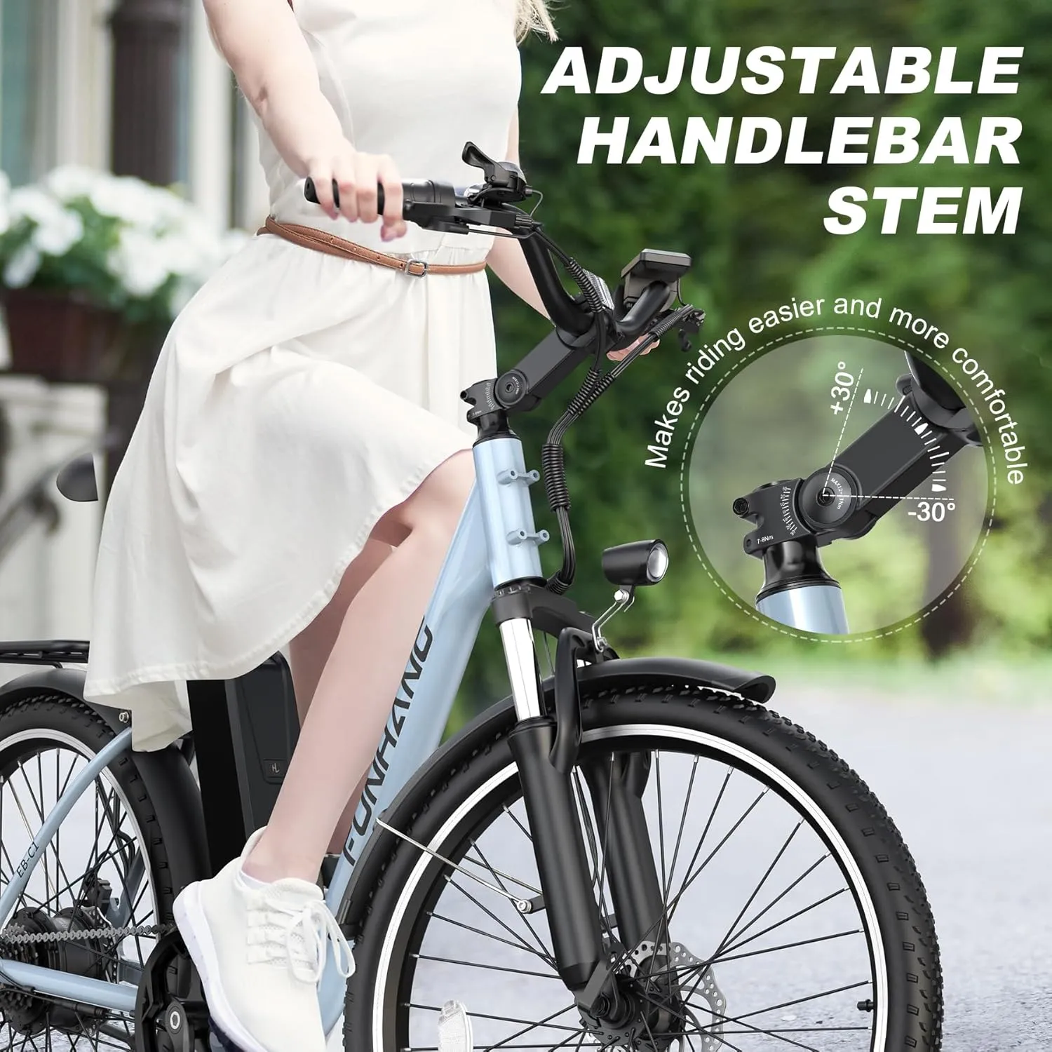 Electric Bike for Adults, 26" 1000W Peak City Cruiser Ebike, 21.7MPH 50 Miles Commuter Electric Bicycle with 48V 374.4WH Removable Li-ion Battery, Adjustable Stem, Rear Rack, Fenders, 7-Speed