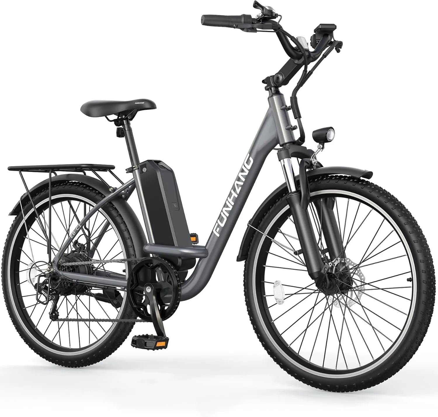 Electric Bike for Adults, 26" 1000W Peak City Cruiser Ebike, 21.7MPH 50 Miles Commuter Electric Bicycle with 48V 374.4WH Removable Li-ion Battery, Adjustable Stem, Rear Rack, Fenders, 7-Speed
