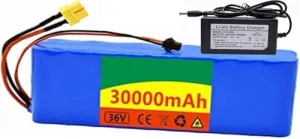 Electric Bike Lithium Battery 36V 30Ah with Charger - Waterproof Battery for 100W-800W Motors