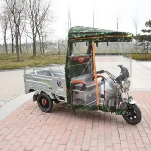Electric Tricycle Frame Canopy, Electric Tricycle Covers, Ripstop Fabric & Windproof Frame, Reflective Sanbengzi Covers for Outside Storage (Color : Green B, Size : 70cm/28in)