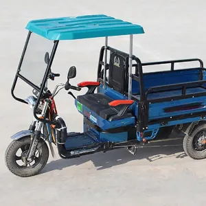 Electric Tricycle Protective Cover with Tempered Glass & Reflective Strips, Easy to Install Sanbengzi Awning, Tricycle Rainproof Canopy for Outside Storage(Light Blue,43.3inch/110cm Wide)