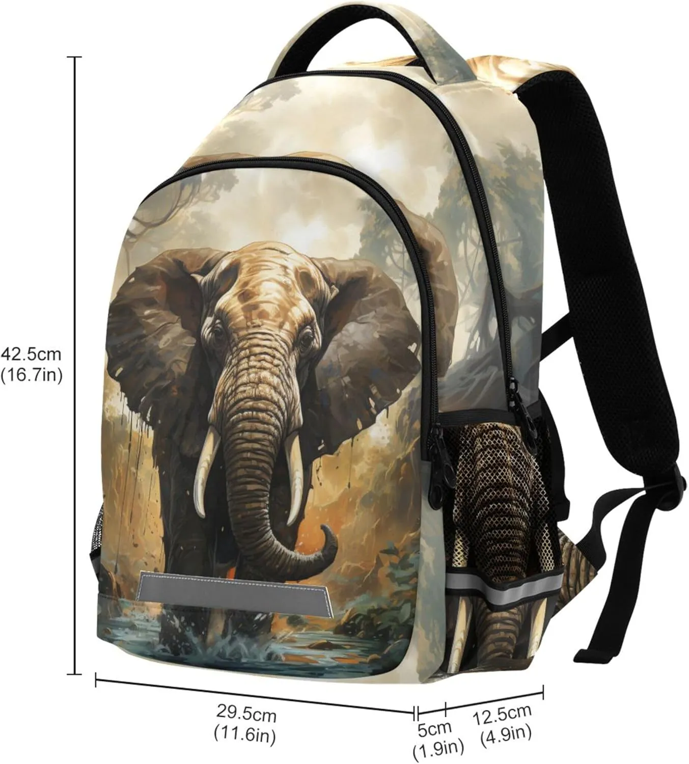 Elephant Printing Backpack for Student Kids Rucksack Boys Girls School Bag Travel Daypack