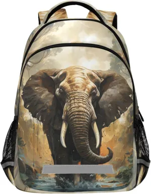 Elephant Printing Backpack for Student Kids Rucksack Boys Girls School Bag Travel Daypack