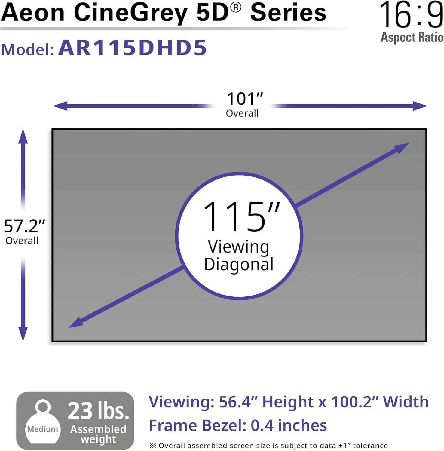 Elite Screens Aeon CineGrey 5D 115-Inch 16:9 Edge-Free CLR/ALR Projector Screen – Ceiling & Ambient Light Rejecting Fixed Frame Screen for Home Theater and Movies, AR115DHD5