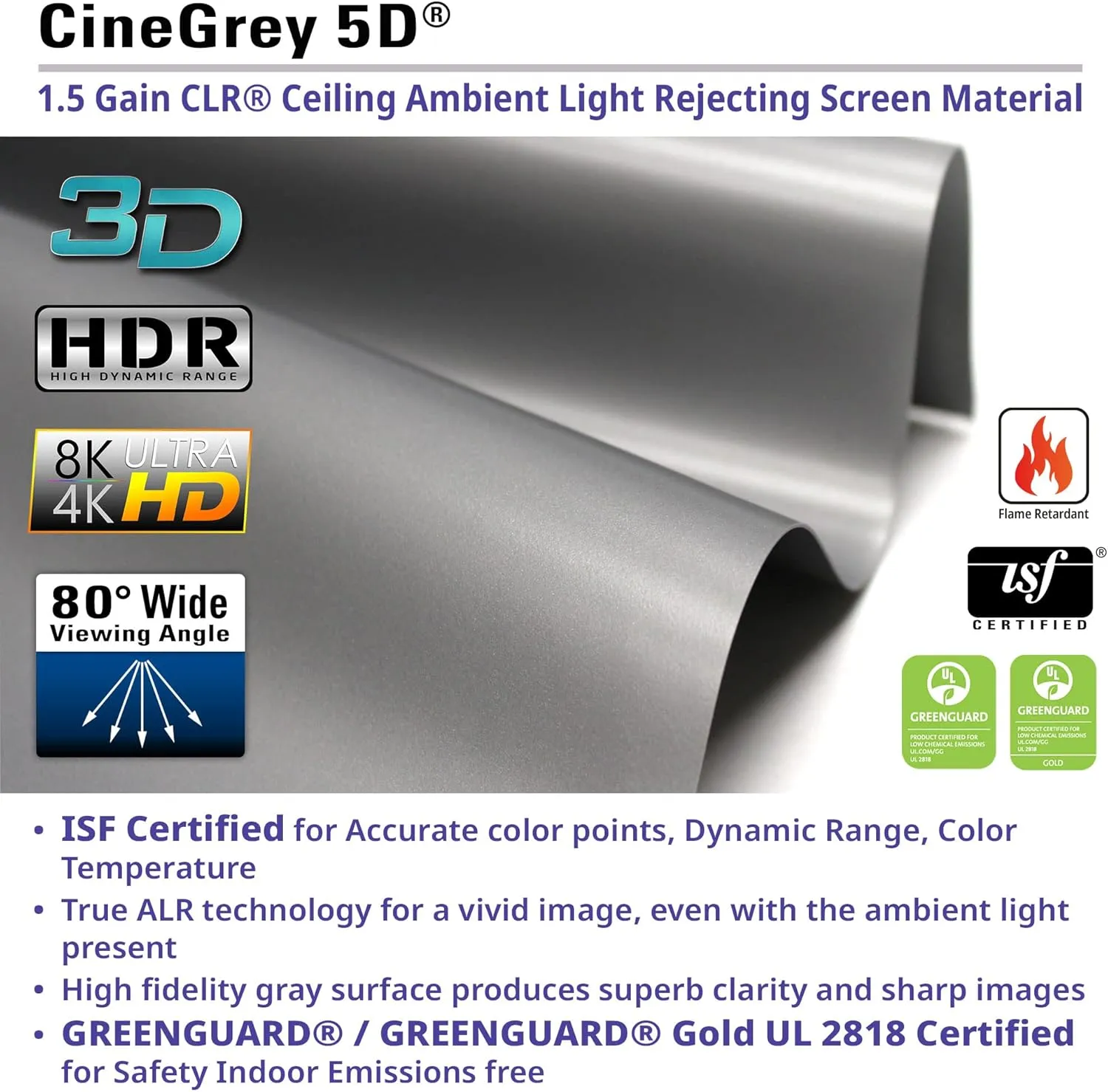 Elite Screens Aeon CineGrey 5D 115-Inch 16:9 Edge-Free CLR/ALR Projector Screen – Ceiling & Ambient Light Rejecting Fixed Frame Screen for Home Theater and Movies, AR115DHD5