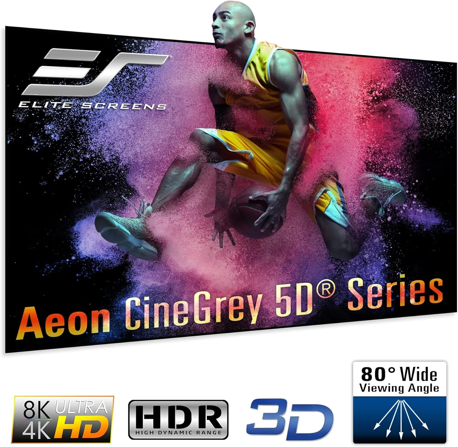 Elite Screens Aeon CineGrey 5D 115-Inch 16:9 Edge-Free CLR/ALR Projector Screen – Ceiling & Ambient Light Rejecting Fixed Frame Screen for Home Theater and Movies, AR115DHD5