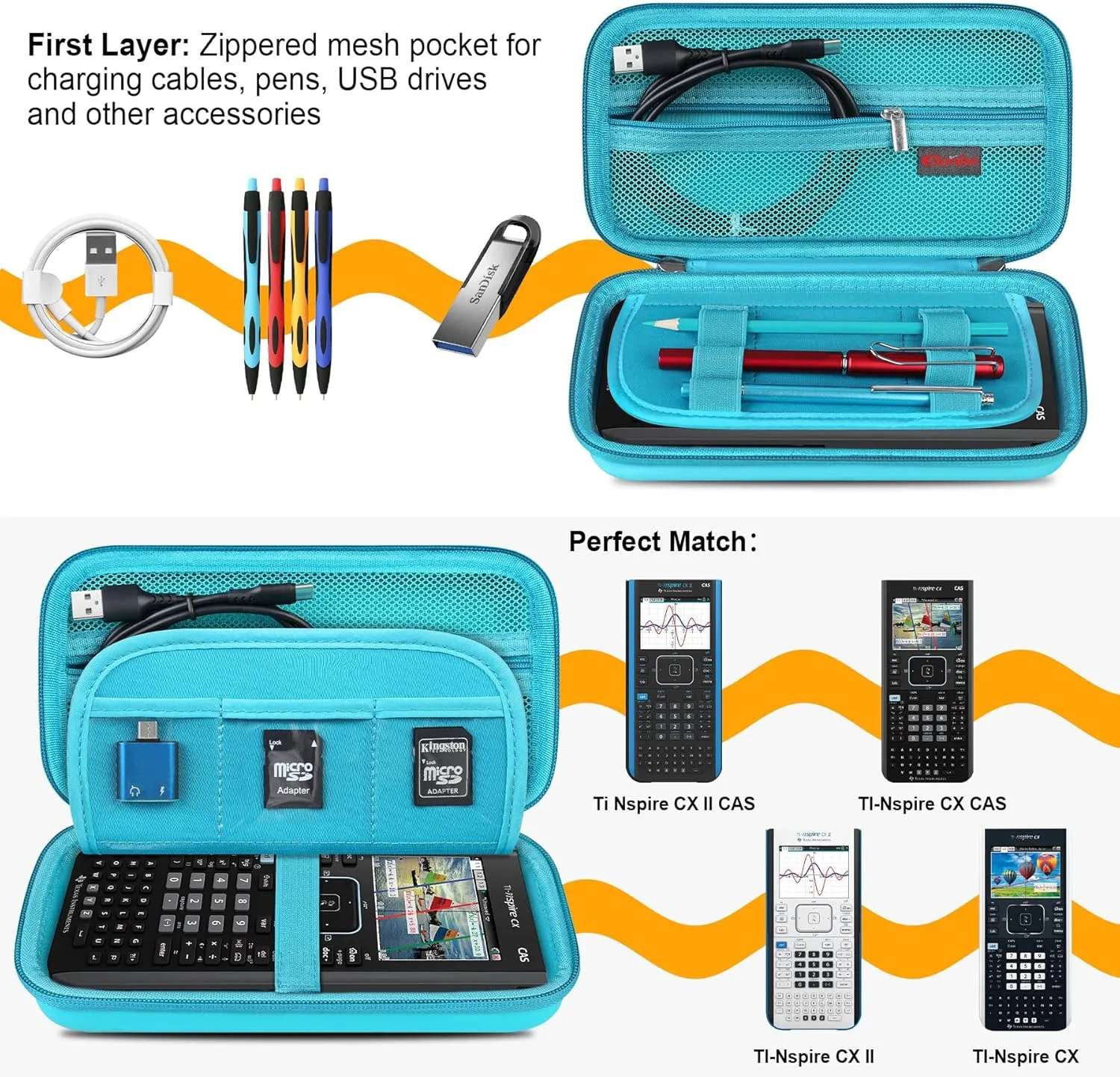 Elonbo Carrying Case for Casio fx-CG50 PRIZM/Casio fx-9750GIII Color Graphing Calculator/ 991ES Plus/ 991CW/ 115ES Plus/ 300ES/ 300MS Standard Advanced Scientific Calculator, Green