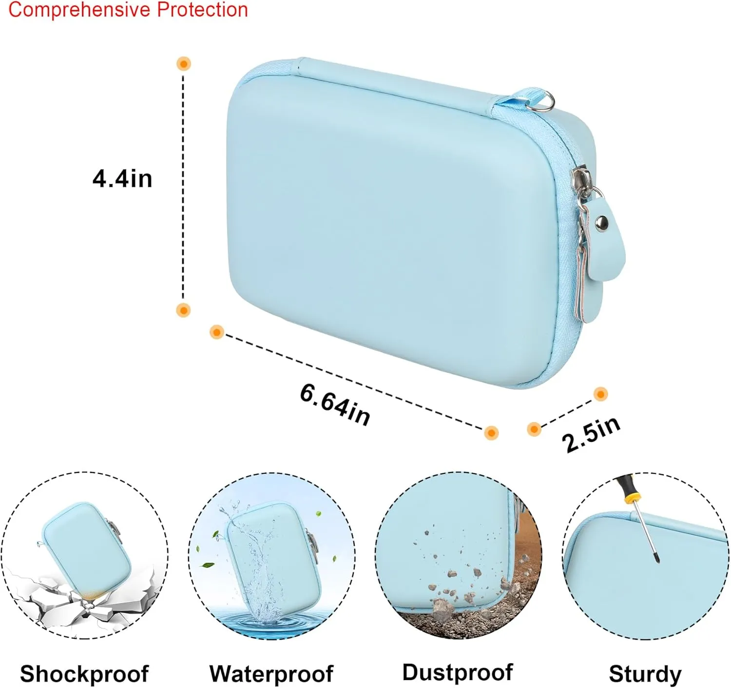Elonbo Carrying Case for Phomemo M02 Label Maker, Pocket Printer Mini Sticker Printer Bluetooth Inkless Thermal Photo Printer Travel Bag, Label Printer Storage Holder, Mesh Pocket Fits Label Paper
