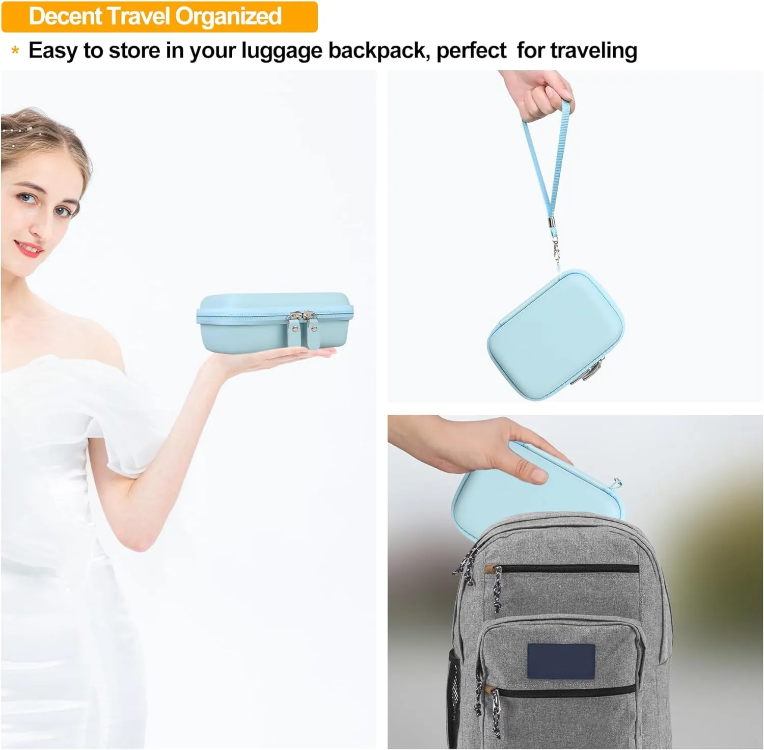 Elonbo Carrying Case for Phomemo M02 Label Maker, Pocket Printer Mini Sticker Printer Bluetooth Inkless Thermal Photo Printer Travel Bag, Label Printer Storage Holder, Mesh Pocket Fits Label Paper