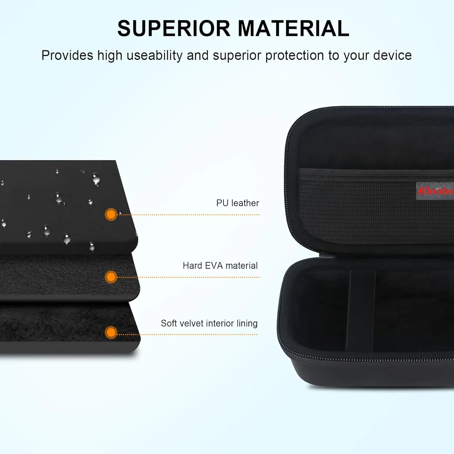 Elonbo Carrying Case for VFU Label Maker Machine, Mini Label Printer Portable Thermal Printer Travel Bag, Sticker Printer Storage Holder, Mesh Pocket Fits Label Paper Tape, Black