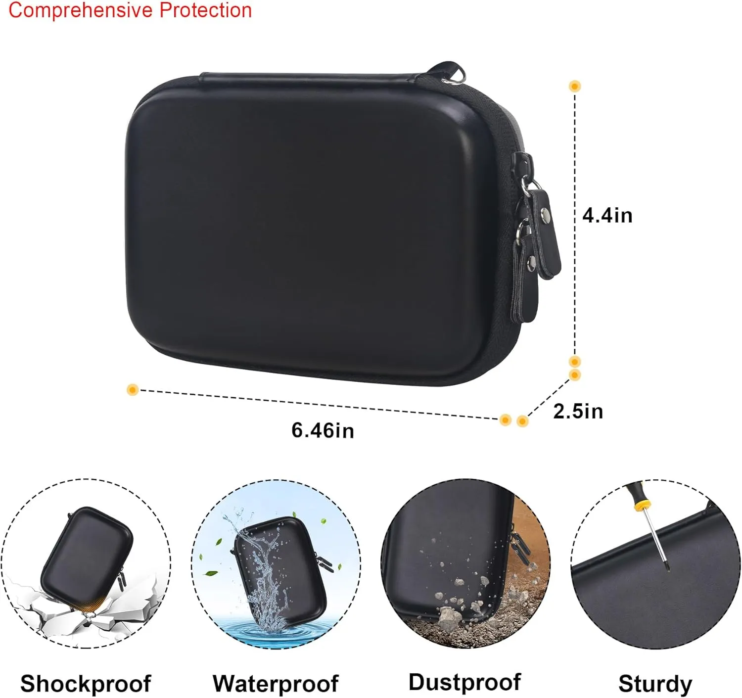Elonbo Carrying Case for VFU Label Maker Machine, Mini Label Printer Portable Thermal Printer Travel Bag, Sticker Printer Storage Holder, Mesh Pocket Fits Label Paper Tape, Black