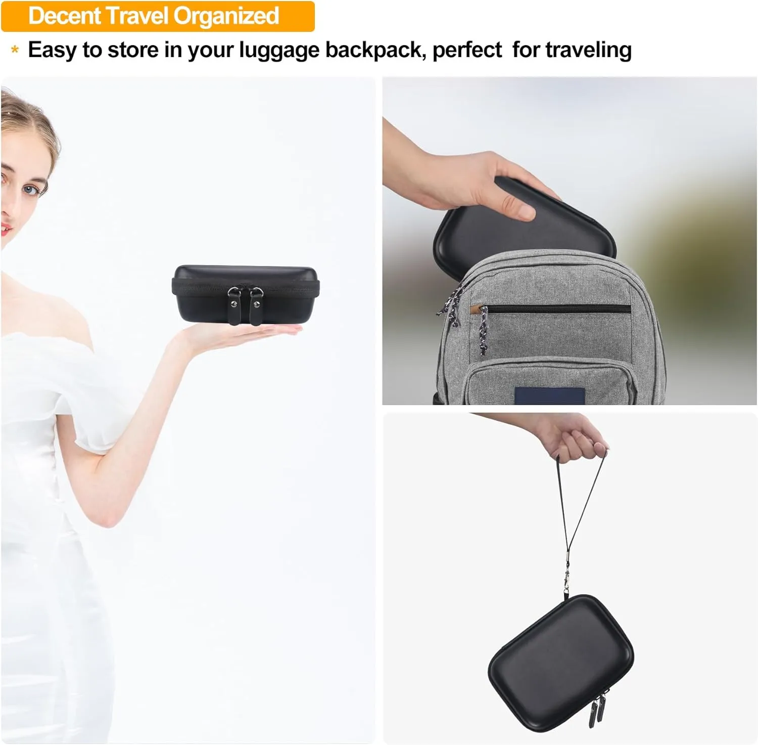 Elonbo Carrying Case for VFU Label Maker Machine, Mini Label Printer Portable Thermal Printer Travel Bag, Sticker Printer Storage Holder, Mesh Pocket Fits Label Paper Tape, Black
