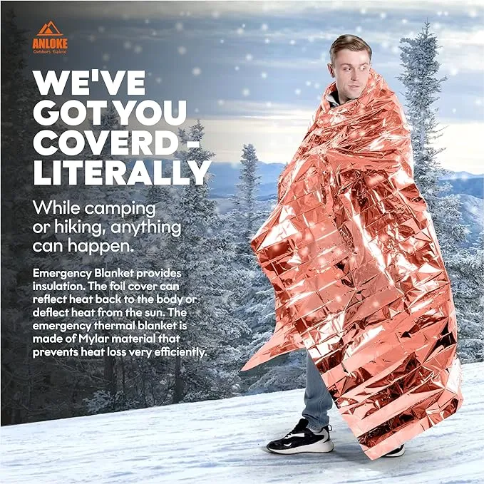 Emergency Blankets Mylar Thermal Blanket (4 Pack) of Gigantic Space Blanket 82 * 52 in. Survival Blankets Heavy Duty Camping Gear,First Aid, Silver Orange
