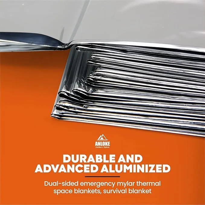Emergency Blankets Mylar Thermal Blanket,(10 Pack) of Gigantic Space Blanket 82 * 64 in. Survival Blankets Heavy Duty Camping Gear,First Aid
