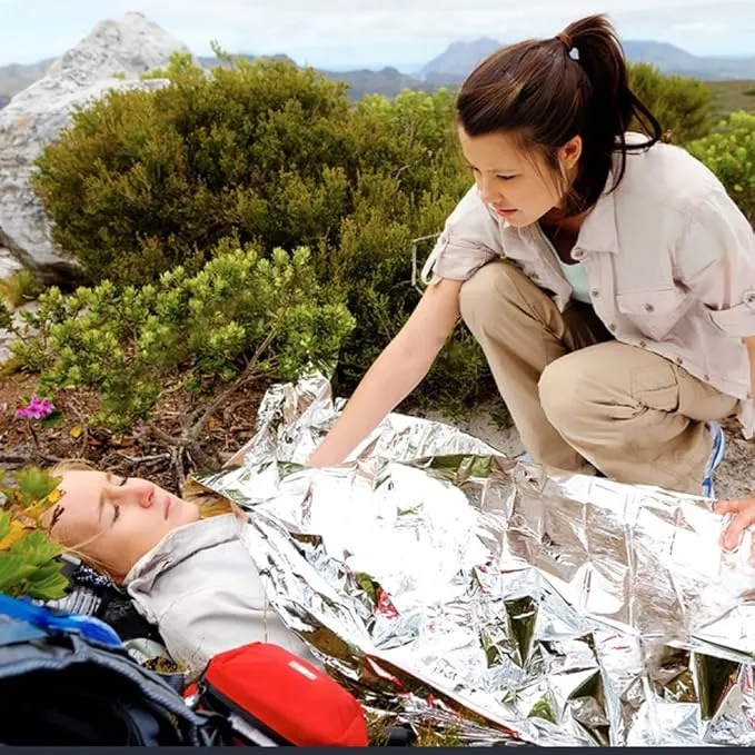 Emergency Mylar Thermal Blanket 82 * 64 in(5 Pack), Gigantic Space Blanket, Survival Blankets Heavy Duty Camping Gear, First Aid, Silver…