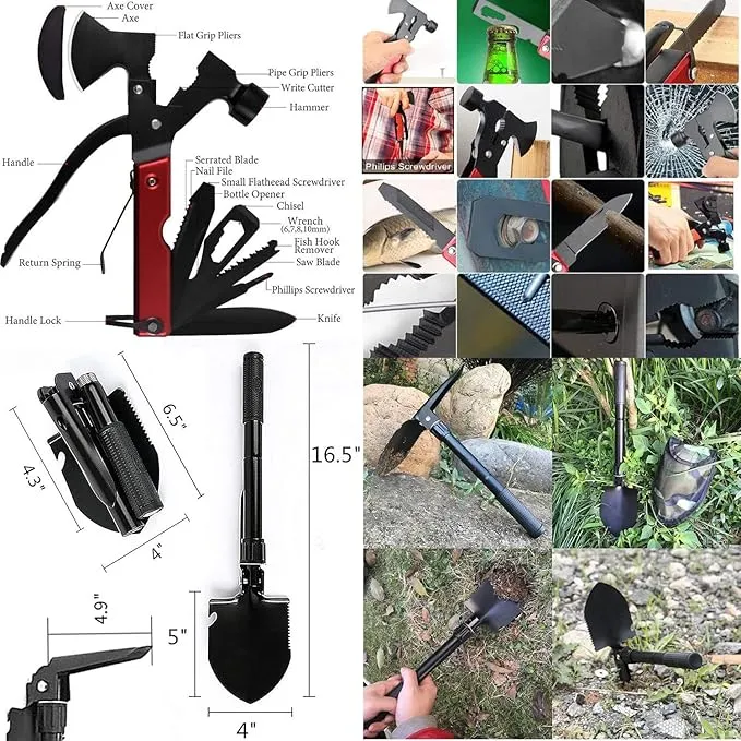Emergency Survival Kit with First Aid, Tools, and Camping Gear - Gift for Men