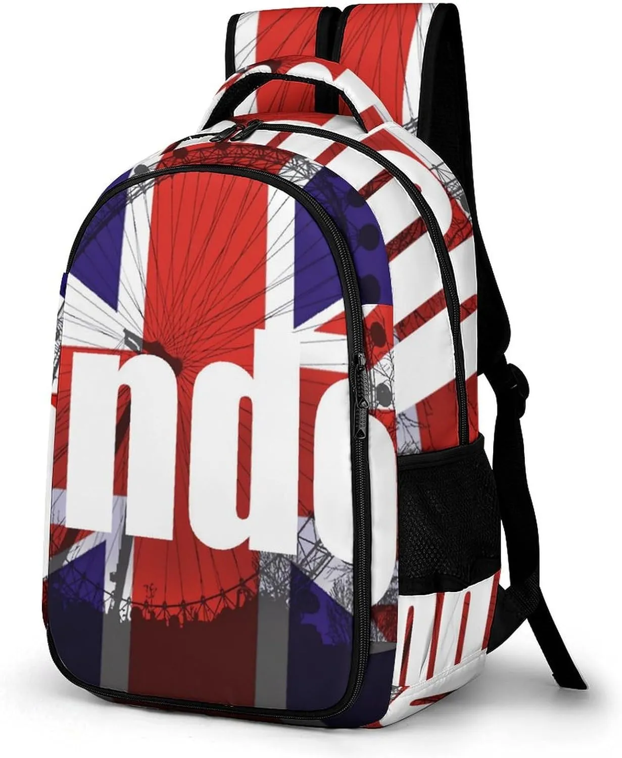 England London Eye British Unisex Backpack Casual Daypacks Dual Compartment Shoulders Bag for Camping Hiking Travel Gear
