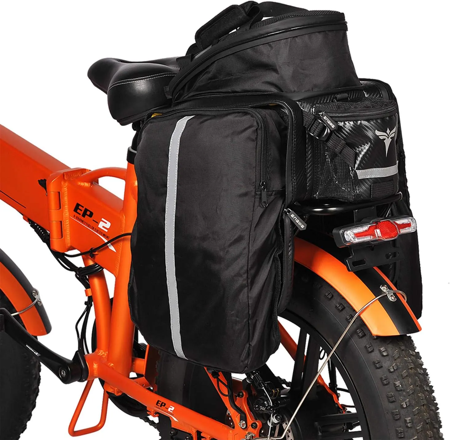 ENGWE Bike Rack Bag Trunk Bag Waterproof Carbon Leather Bicycle Rear Seat Cargo Bag Rear Pack Trunk Pannier Handbag（Capacity 17L-35L）