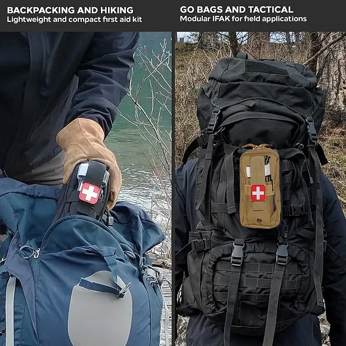 EPG Field First Aid Kit (IFAK) | 44 Piece | Compact Personal First Aid Kit | Backpacking, Camping, Emergency, Travel, Tactical, Go Bag, Bug Out Bag, 72 Hour Kit, Essentials, EDC, Survival IFAK - Tan