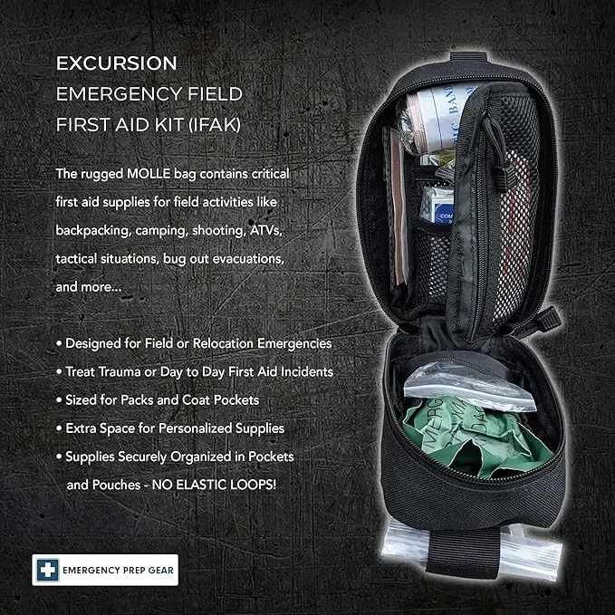 EPG Field First Aid Kit (IFAK) | 44 Piece | Compact Personal First Aid Kit | Backpacking, Camping, Emergency, Travel, Tactical, Go Bag, Bug Out Bag, 72 Hour Kit, Essentials, EDC, Survival IFAK - Tan