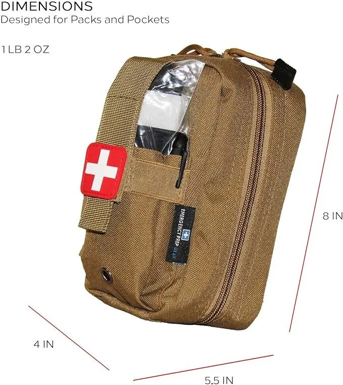 EPG Field First Aid Kit (IFAK) | 44 Piece | Compact Personal First Aid Kit | Backpacking, Camping, Emergency, Travel, Tactical, Go Bag, Bug Out Bag, 72 Hour Kit, Essentials, EDC, Survival IFAK - Tan