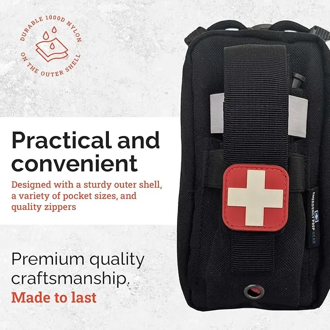 EPG Field First Aid Kit (IFAK) | 44 Piece MOLLE | Compact Personal First Aid Kit | Backpacking, Camping, Emergency, Travel, Tactical, Go Bag, Bug Out Bag, 72 Hour Kit, EDC, Survival, Essential - Black