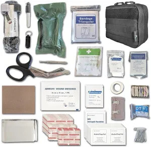 EPG Field First Aid Kit (IFAK) | 60 Piece | Compact Personal First Aid Kit | Backpacking, Camping, Emergency, Travel, Tactical, Go Bag, Bug Out Bag, 72 Hour Kit, Essentials, EDC, Survival - Black
